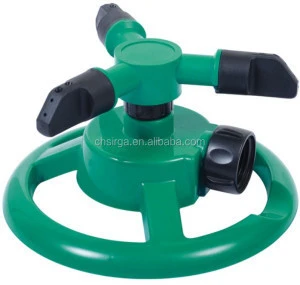 Garden 3 arm whirling sprinkler, impact impulse irrigation w/circle base