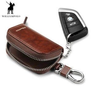 Genuine Leather Keychain Men Women Key Holder Organizer Pouch Cow Split Car Key Bag Wallet Housekeeper Key Case Mini Card Bag