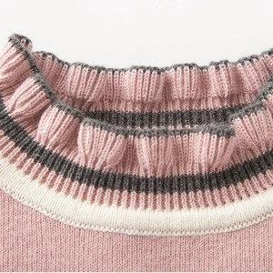 Girls&#039;s Lovely Lotus Turtleneck Spliced Color Retro Pullover Sweater