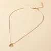 Gold-Color Minimalist Initial Gold Plated Oval Shape Pendant Necklace For Girls