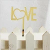 Gold Mirror Acrylic Love Wedding Cake Topper
