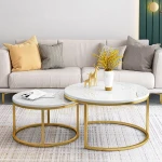 Golen Modern marbling MDF round tea table sofa side simple wrought steel coffee table