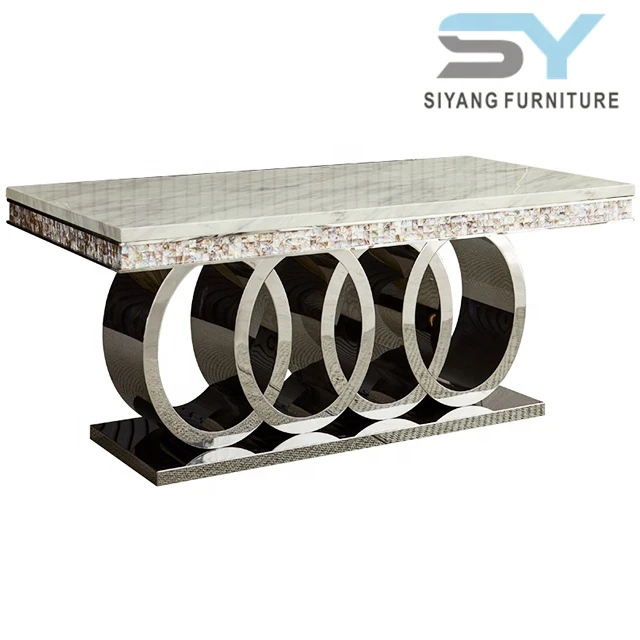 Good quality European style stainless steel frame dining table CT005-F503