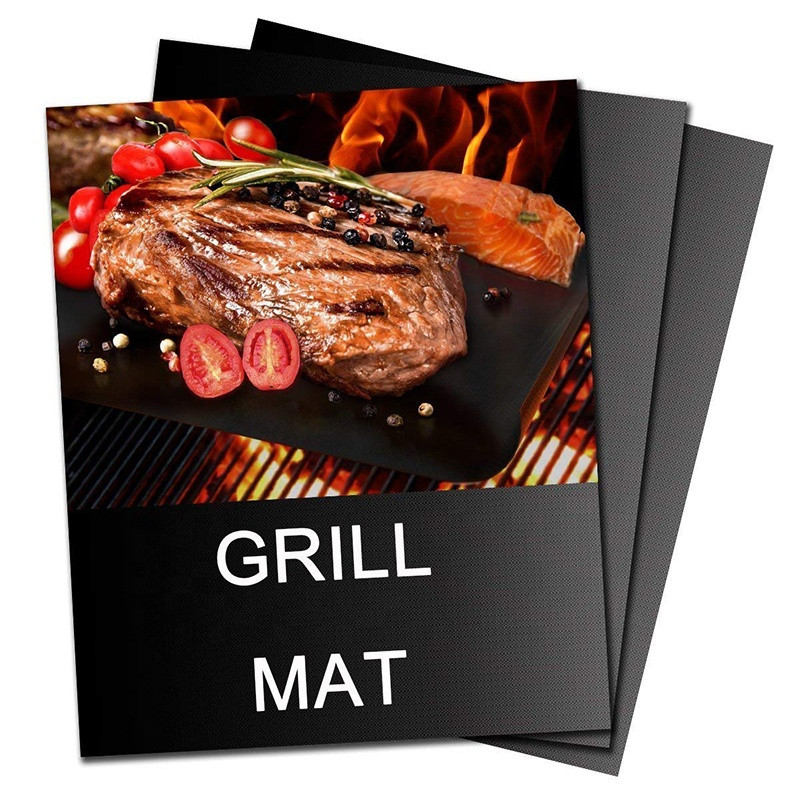 Heavy Duty 0.30mm BBQ Grilling Mat (Set of 3) 16 x 13inch Heat Resistant Liner for Barbecue