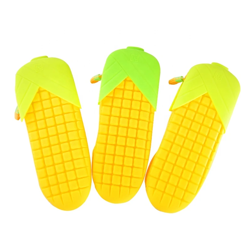 High capacity silicone material cute corn design pencil bag pen case bags