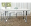 High Gloss Acrylic Top Rectangle White Cafe Restaurant Dining Room Table with Stainless Steel Leg