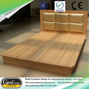 High Headboard Double Bed Furniture Wooden Hotel Furniture Hotel Bed