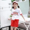 High Quality Cotton Summer Korean Fashionable Child Girls Suit Set custom kids clothing