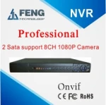 High quality onvif 2 Sata 8 channel 1080 P P2P NVR CCTV System