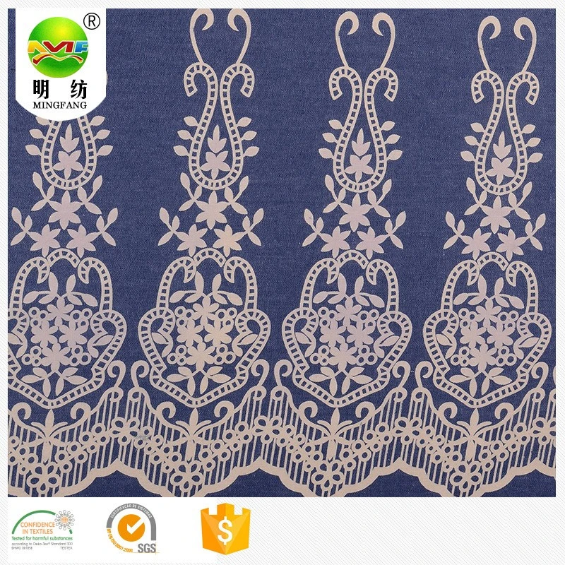 High quality polyester cotton printed denim fabric