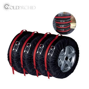 High quality red ribbon red label 210D oxford jeep car spare tire cover