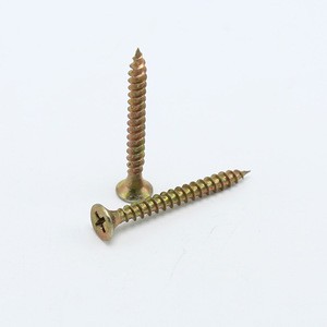 High Strength C1022 Steel Yellow Zinc Double Countersunk Head #2 Phillips Wood Screw with Sharp Point
