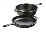 Hot Cast Iron Combo Cooker Pot, Pre-seasoned Skillet, Fryer, Dutch Oven, and Convertible Cookware
