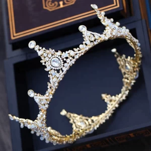 Hot Sale bridal hair accessories rhinestone full round pageant crowns round pageant crowns miss world crown