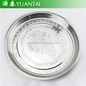 hot sale different style round shape serving tray charger plate round dishes stainless steel