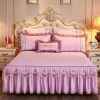 Hot Sale Free Shipping Fancy Design Super Home Soft Microfiber Lace Bedspread Bed Skirt