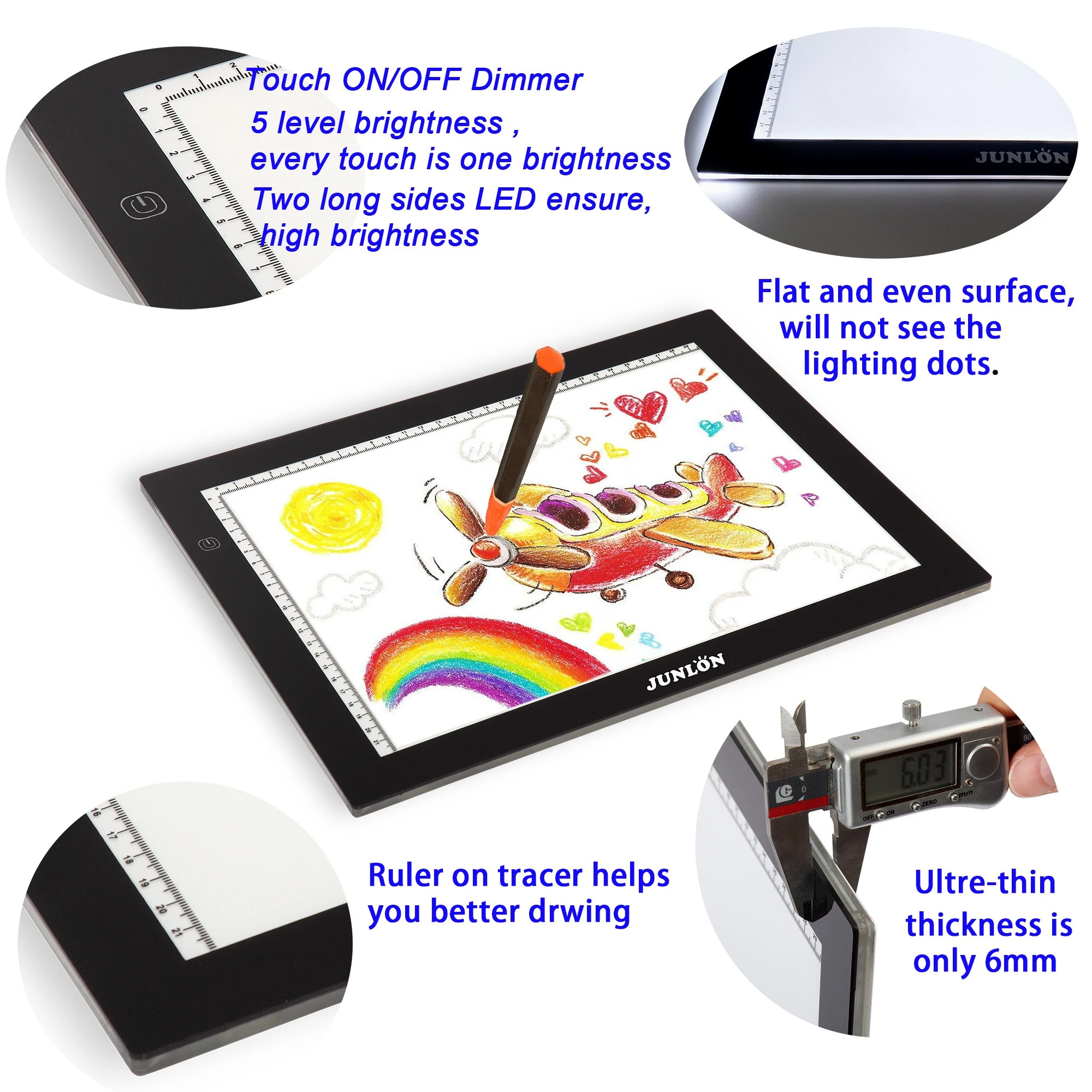 Hot selling high quality 3 Dimming adjustable A4 LED light pad Led Drawing Board Light-up Tracing Pad for Kids and students
