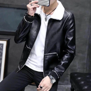 Hot selling product best winter PU leather jacket customized men silm leather jackets