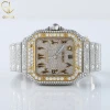 Hot Selling VVS Moissanite Diamond Buss down Iced Out Rectangle Shape Bezel Automatic Movement Luxury Hiphop WristWatch For Men