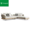 Hotel Used Garden Corner Lounge Set Aluminum and Wooden Sectional Sofa for Outdoor