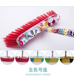HQ8896P South American market water transfer printing plastic besom with colorful bristle