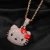 Import iced Out Zircon Gold cute cartoon cat pendant hip hop Hello Cat Kitty Pendant Chain Necklace women from China