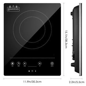 Induction Cooktop Countertop Burner Smart Sensor Touch Induction Cooker with Counter-down Timer and Kids Safety Lock, 15 Tempera