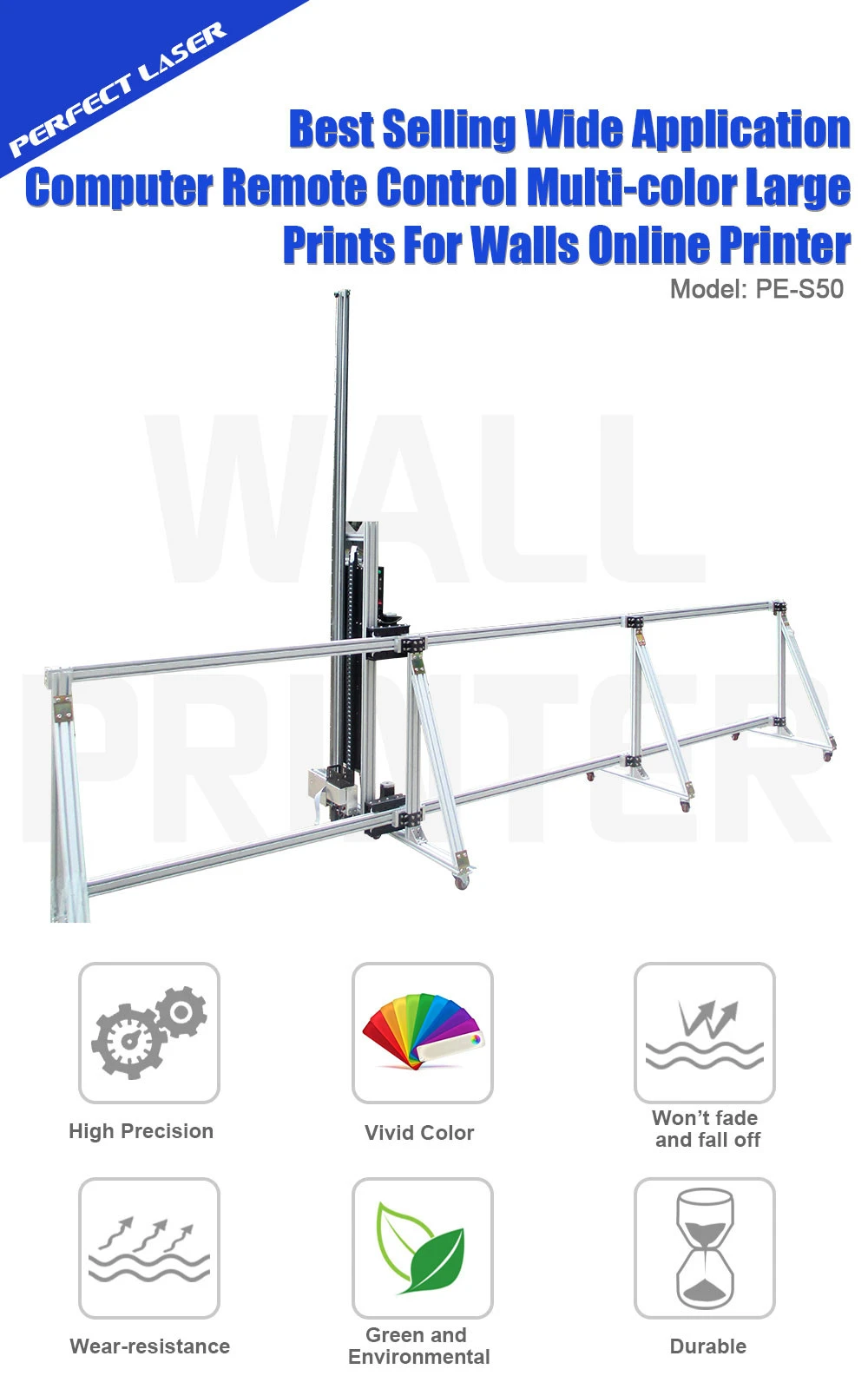 Industrial Supplier Horizontal PE-S50 Wall Printer With Oil Based Ink For 3D Image Printing
