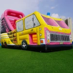 Inflatable Fire Truck Inflatable Slides Commercial  Air Bouncer for Sale Outdoor Giant Inflatable Dry Slide