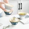 Jade-cer underglazed anti scalding high leg ceramic tableware rice noodle soup fruit salad cereal bowl
