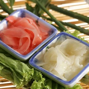 Japanese sushi ginger pickled red and white color
