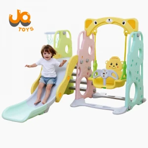 Kids plastic slide Children indoor plastic toys plastic slide set with swing