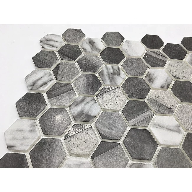 Kitchen backsplash inkjet printed recycled glass mosaic