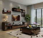 KT-1625 Walnut Veneer Finish MDF Modern furniture TV stand design large portable TV stand