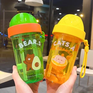 Large capacity can be wholesale summer drop proof leak proof with straws double drinking separation portable plastic cups