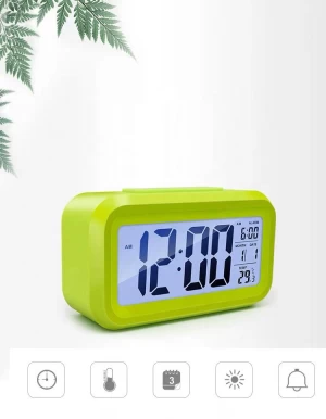 LED Display Digital Alarm Clock Snooze Night Light Battery Clock with Date Calendar Temperature for Bedroom Home Office