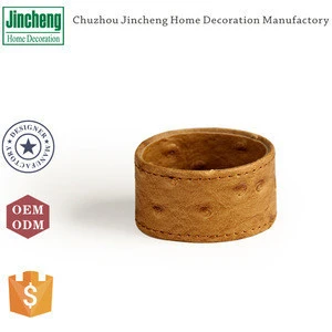 Light brown ostrich leather stylish napkin rings, napkin ring set, napkin rings wholesale