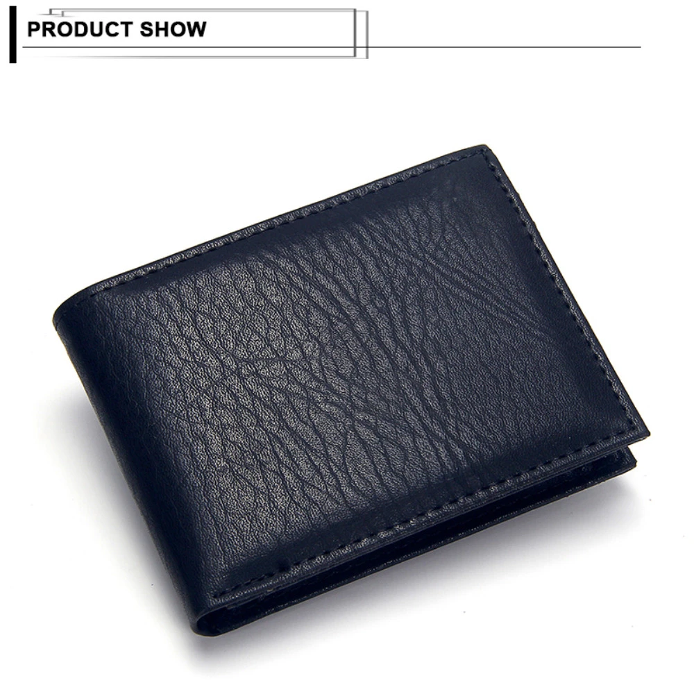 Luxury Men&#x27;s Wallet Leather Solid Slim Wallets Men Pu Leather Bifold Short Credit Card Holders Coin Purses Business Purse Male