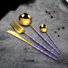 Luxury Wholesale Stainless Streel 4 pcs Silver Cutlery Sets Titanium Colorful Bulk Gold Plated Flatware Silverware
