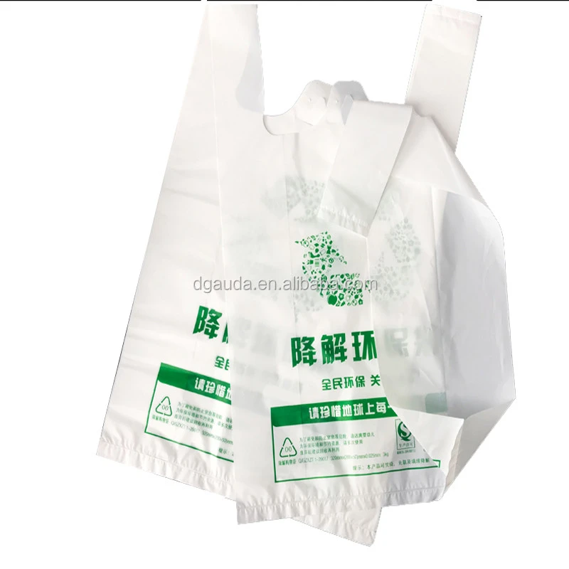 manufacturer customized made 100% Nature Food Grade  biodegradable corn starch plastic vest bag