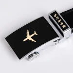 Men Automatic Buckle Design Genuine Leather Belt For Aviator Uniform