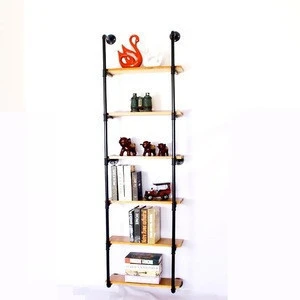 Metal cast iron retro style 6-tier Bookshelf  Pipe Shelf, Big Wall Shelves,Wooden Bookcase
