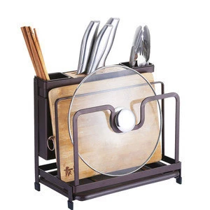Metal multi-function knife chopping block tableware pot lid holder