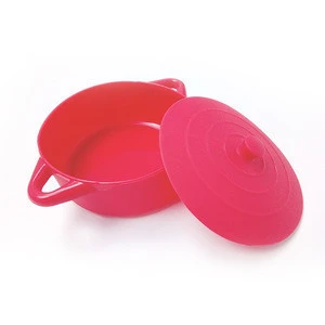 Microwave safe multi-fuctional round silicone vegetable steamer with lid