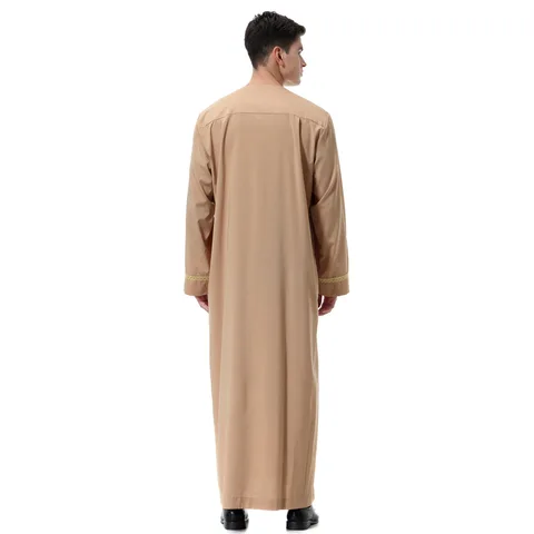 Buy Middle Eastern Mens Jubbah Thobe Crew Neck Islamic Clothing Robe ...