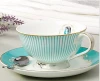 modern bone china tea cup and saucer and spoon