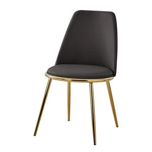 Modern Contemporary PU Leather Seat beige Dining Chairs with gold metal iron leg Hotel Salon Restaurant Chairs