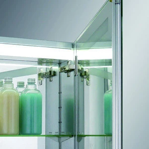 Modern design Guangdong Aluminum Bathroom Mirror Cabinet with LED Lighting Bar Inside