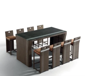 Modern design Outdoor Rattan bar table and chair set blooma garden furniture