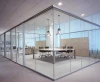 Modern glass wall divider, office tempered half glass wall partition